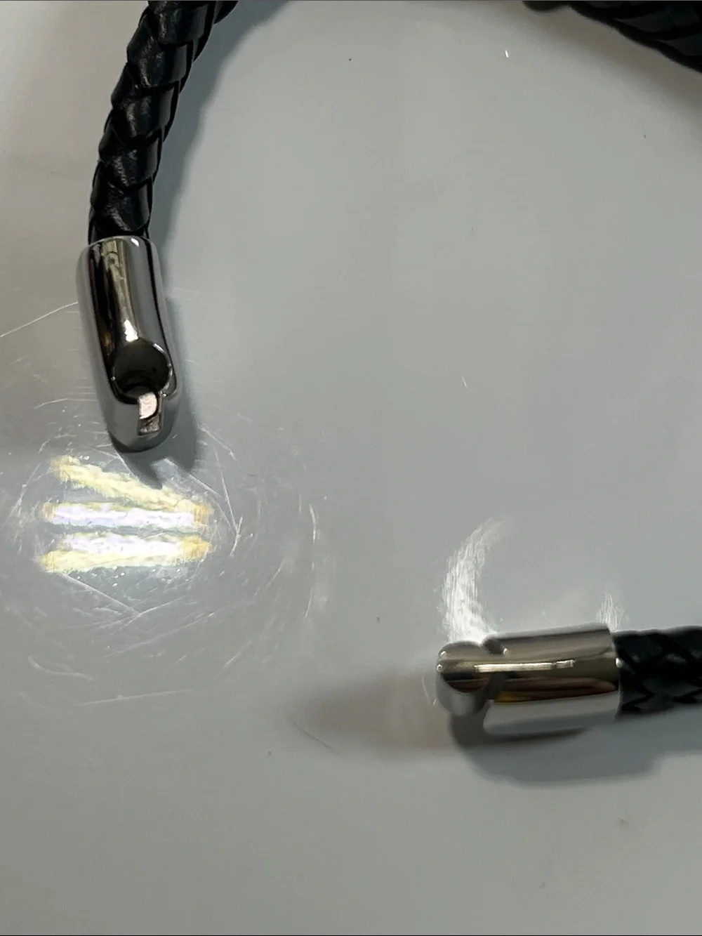 NWT Braided Vegan Leather Stainless Steel Skull & Maltese Cross Bracelet